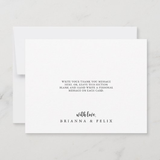 Classic Dusty Pink Rose Floral Flat Wedding Dankeskarte (Rückseite)