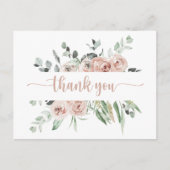 Classic Dusty Pink Rose Floral Vielen Dank Postkarte (Vorderseite)