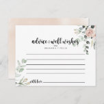 Classic Dusty Pink Rose Floral Wedding Advice Card Postkarte<br><div class="desc">Diese klassisch rosa Rosa Blumenratte ist perfekt für eine rustikale Hochzeit. Das Design zeichnet sich durch elegante Aquarelltöne, rosa rosa Rosen und grünes Blattwerk aus, das sich perfekt in wunderschöne Bouquets zusammensetzt. Diese Karten sind ideal für Hochzeiten, Brautparty, Babydusche, Graduiertenfest u.v.m. Personalisieren Sie die Karten mit den Namen der Braut...</div>