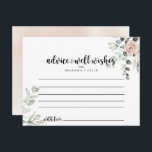 Classic Dusty Pink Rose Floral Wedding Advice Card Postkarte<br><div class="desc">Diese klassisch rosa Rosa Blumenratte ist perfekt für eine rustikale Hochzeit. Das Design zeichnet sich durch elegante Aquarelltöne, rosa rosa Rosen und grünes Blattwerk aus, das sich perfekt in wunderschöne Bouquets zusammensetzt. Diese Karten sind ideal für Hochzeiten, Brautparty, Babydusche, Graduiertenfest u.v.m. Personalisieren Sie die Karten mit den Namen der Braut...</div>