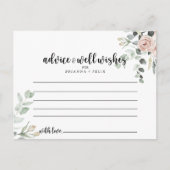 Classic Dusty Pink Rose Floral Wedding Advice Card Postkarte (Vorderseite)