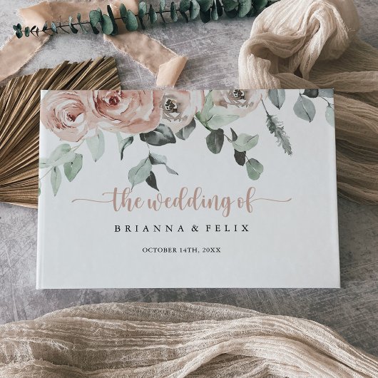 Classic Dusty Pink Rose Floral Wedding Gästebuch