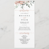 Classic Dusty Pink Rose Floral Wedding Programm (Vorderseite)