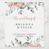 Classic Dusty Pink Rose Floral Wedding Wine Labels Weinetikett (Einzelnes Label)