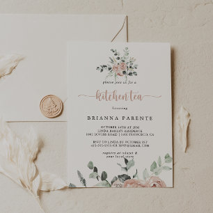 Classic Dusty Pink Rose Kitchen Tee Brautparty Einladung