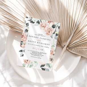 Classic Dusty Pink Rose Lässige Hochzeit Einladung