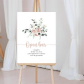 Classic Dusty Pink Rose Wedding Open Bar Sign Poster