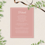 Classic Dusty Rose Border Script Wedding Details Begleitkarte