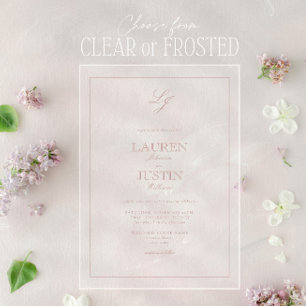 Classic Dusty Rose Calligraphy Monogram Wedding Acryleinladungen