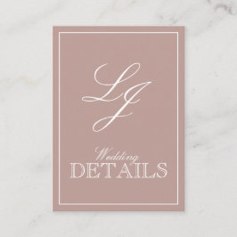 Classic Dusty Rose Calligraphy Monogram Wedding Begleitkarte