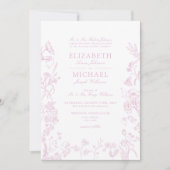 Classic Dusty Rose Chinoiserie Blumenzwiebeln Einladung (Vorderseite)