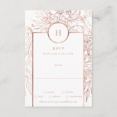Classic Dusty Rose Gold Monogram Wreath Wedding RSVP Karte (Vorderseite)