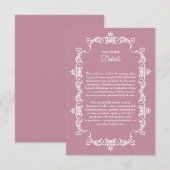 Classic Dusty Rose Pink Ornately Framed Wedding Begleitkarte (Vorne/Hinten)