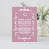 Classic Dusty Rose Pink Ornately Framed Wedding Begleitkarte (Stehend Vorderseite)
