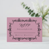 Classic Dusty Rose Pink Ornately Framed Wedding RSVP Karte (Stehend Vorderseite)