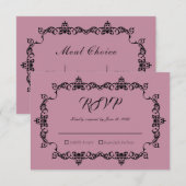 Classic Dusty Rose Pink Ornately Framed Wedding RSVP Karte (Vorne/Hinten)