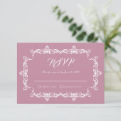 Classic Dusty Rose Pink Ornately Framed Wedding RSVP Karte (Stehend Vorderseite)