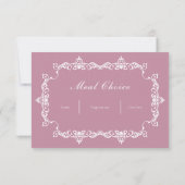 Classic Dusty Rose Pink Ornately Framed Wedding RSVP Karte (Rückseite)