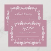 Classic Dusty Rose Pink Ornately Framed Wedding RSVP Karte (Vorne/Hinten)