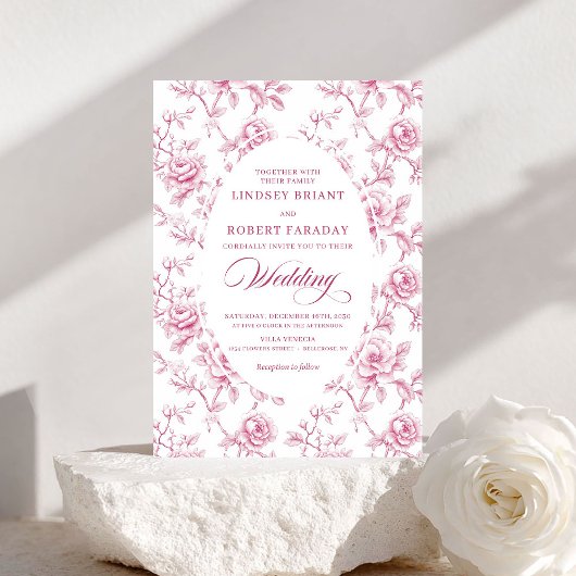 Classic Dusty Rose Rose Pattern Wedding Invitation Einladung