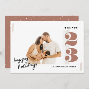 Classic Dusty Rose Star Foto Happy Holidays Card Feiertagskarte