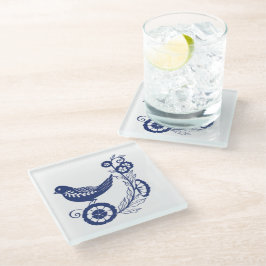 Classic Dutch Blue Delft Tile Bird Design Glasuntersetzer