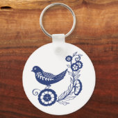 Classic Dutch Blue Delft Tile Bird Design Schlüsselanhänger (Vorderseite)
