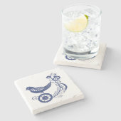 Classic Dutch Blue Delft Tile Bird Design Steinuntersetzer (Seitenansicht)