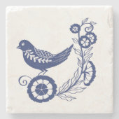Classic Dutch Blue Delft Tile Bird Design Steinuntersetzer (Vorderseite)