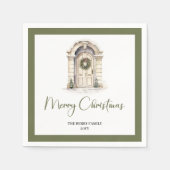 Classic Earth Tone Christmas Door Custom Name Serviette (Vorderseite)