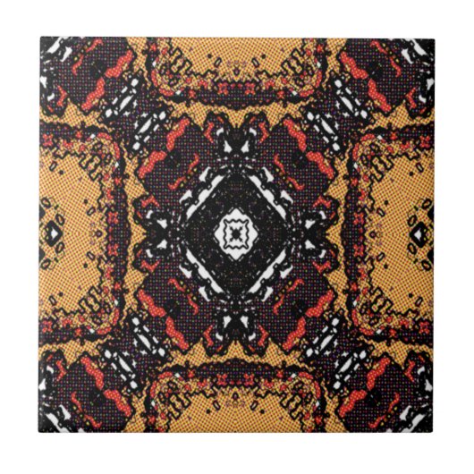 Classic Earth Tone Golden Browns Old World Pattern Fliese (Vorderseite)