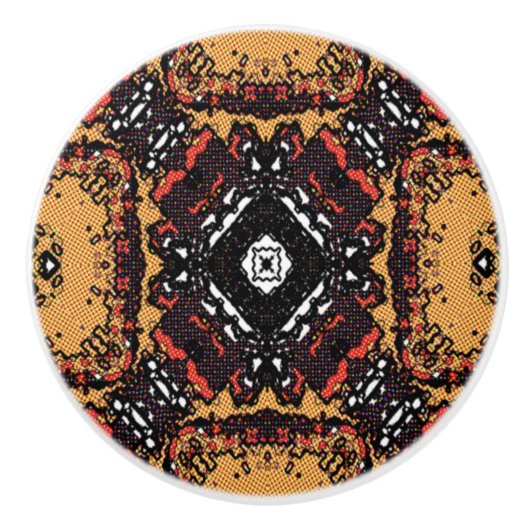 Classic Earth Tone Golden Browns Old World Pattern Keramikknauf (Vorderseite)