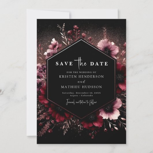 Classic Earthy Burgundy Wedding Save The Date (Vorderseite)