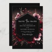 Classic Earthy Burgundy Wedding Save The Date (Vorne/Hinten)