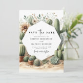 Classic Earthy Cactus Wedding Save The Date (Stehend Vorderseite)