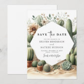 Classic Earthy Cactus Wedding Save The Date (Vorne/Hinten)