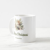 Classic earthy neutral design custom name Christma Kaffeetasse (Vorderseite Links)