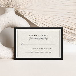 Classic Ecru Black Border Wedding RSVP Card