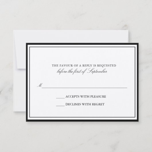 Classic Ecru Black Border Wedding RSVP Card Karte (Vorderseite)