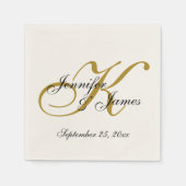 Classic Ecru Custom Gold Monogram Paper Napkin Serviette (Vorderseite)