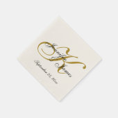 Classic Ecru Custom Gold Monogram Paper Napkin Serviette (Ecke)