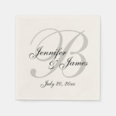 Classic Ecru Monogram Wedding Paper Napkin Serviette (Vorderseite)
