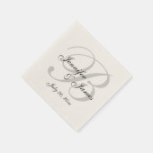 Classic Ecru Monogram Wedding Paper Napkin Serviette (Ecke)