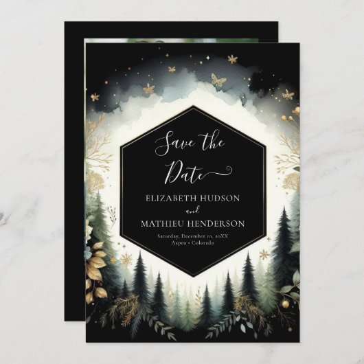 Classic Einzigartige Waldhochzeit Save The Date (Vorne/Hinten)