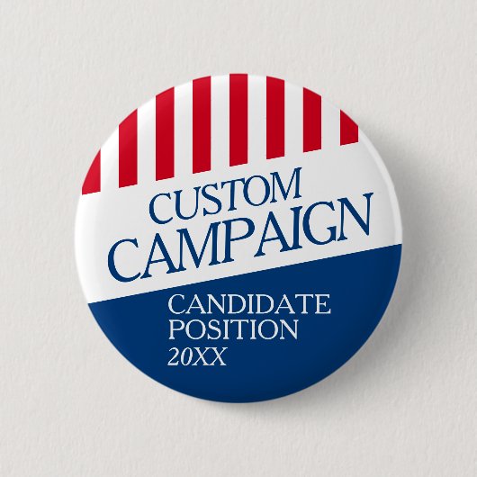 Classic Election Design - Red White Stripes Italic Button (Vorderseite)