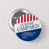 Classic Election Design - Red White Stripes Italic Button (Vorne & Hinten)