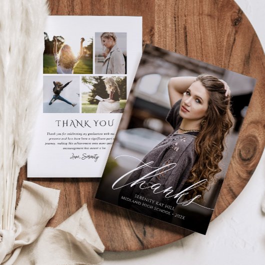 Classic Elegance Abschluss Foto Dankeskarte