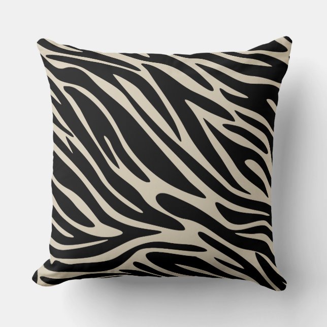 Classic Elegance Black und Tan Zebra Print Large Kissen (Vorderseite)