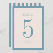 Classic Elegance Blue Wedding Tischnummer Card (Vorne/Hinten)