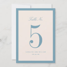 Classic Elegance Blue Wedding Tischnummer Card